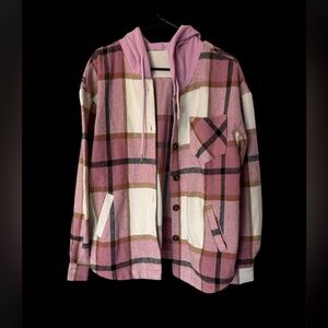 *Like new *Medium Oversized Pink Plaid Women's Utility Jacket